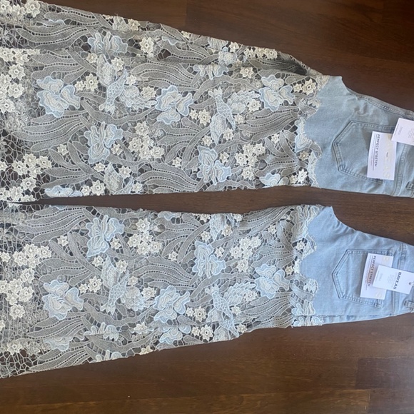 Bayeas High Waist Crystal Embellished Lace Leg Jeans - Picture 3 of 3